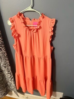 Lilly Pulitzer “Jazzy” Flutter Sleeve Coral Dress